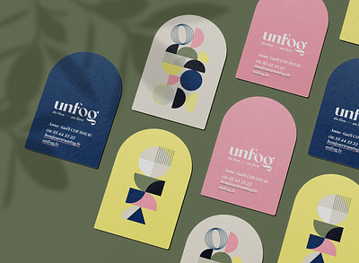 UNFOG • coach business cards arche business card business cards coach coaching colored colors geometric graphic design pastel pattern shapes unfog