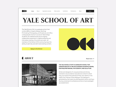 Yale School of Art - Redesign Concept black clean design minimalism redesign redesign concept shapes ui ux web design yale school of art yellow