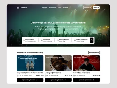 Event4u - Search events design desktop event site ui