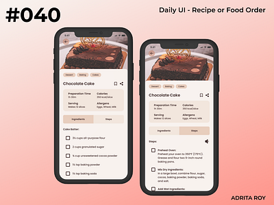 Daily UI 040 - Recipe or Food Order dailychallenge dailyui design designer figma food illustration mobile productdesign recipe recipe app ui uidesign uiux ux uxdesign