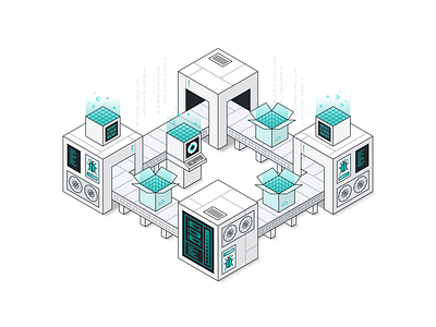 Package Vulnerability Scanner abstract code conveyor belt design digital art geometric graphic design illustration isometric minimal scanner secure security tech technology