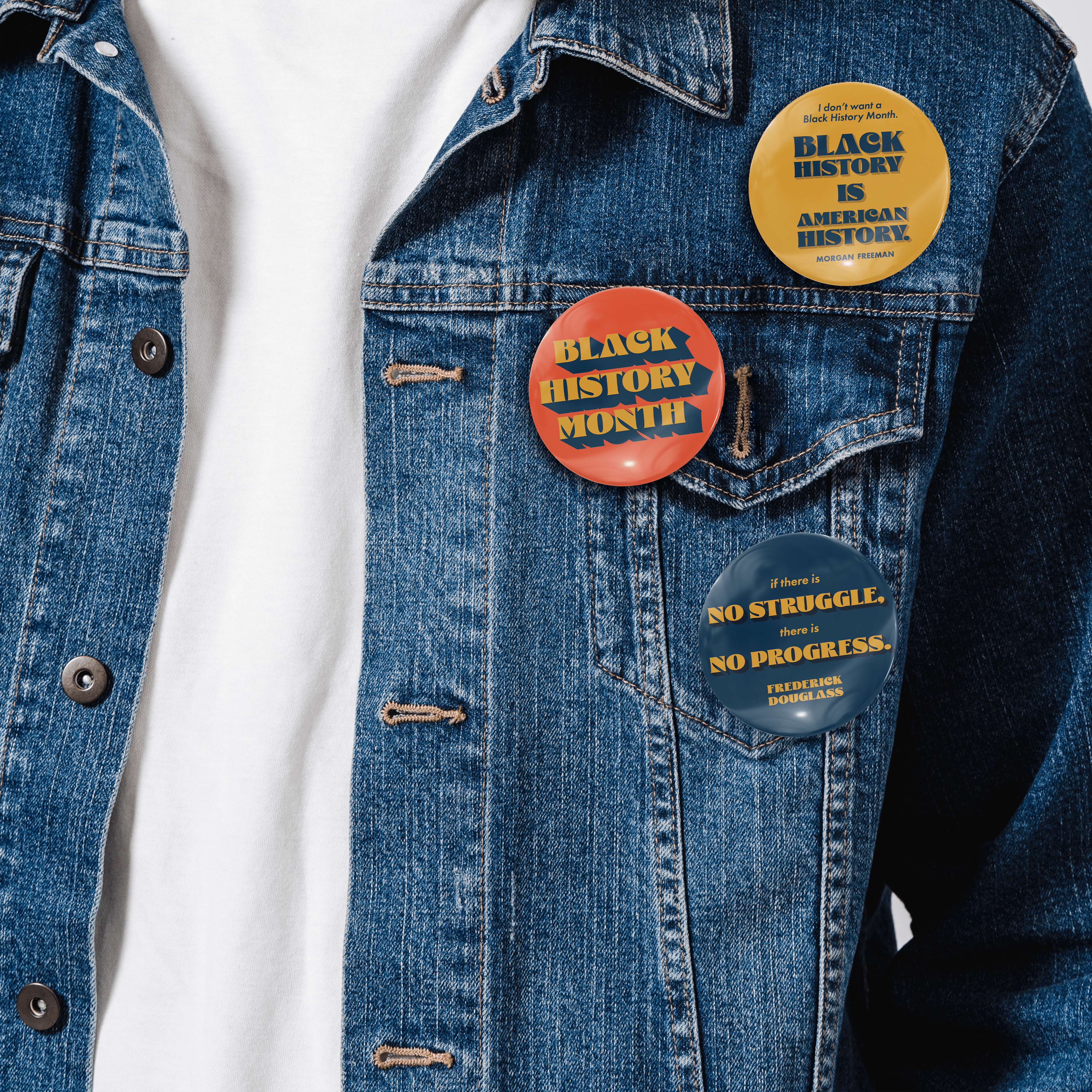 Black History Month buttons graphic design stickers typography