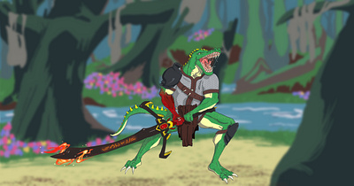 Koagra, Lizardfolk (D&D Character) character art commission dd dd character digital art fanart fantasy art illustartion weapon design