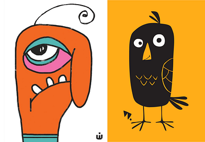 WALToONs Juxtaposed No. 8 advertising character bird blackbird cartoon cartoon illustration cute cute bird grumpus grumpy illustration juxtaposed juxtaposition mood