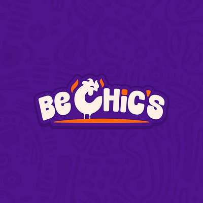 Be Chic's Logo for Fried Chicken chicken chicken cute logo chics cute fried chicken logo orange purple rooster
