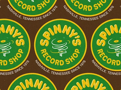 Badge Week 2024: Spinny's Record Shop badge badgeweek badgeweek2024 design fort worth illustration illustrator lockup nashville record record shop spin spinnys tennessee tornado twister type typography