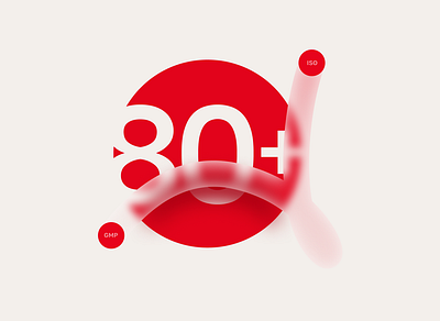 Minimalistic Illustration of "80+" in a Red Circle graphic design illustration pharm