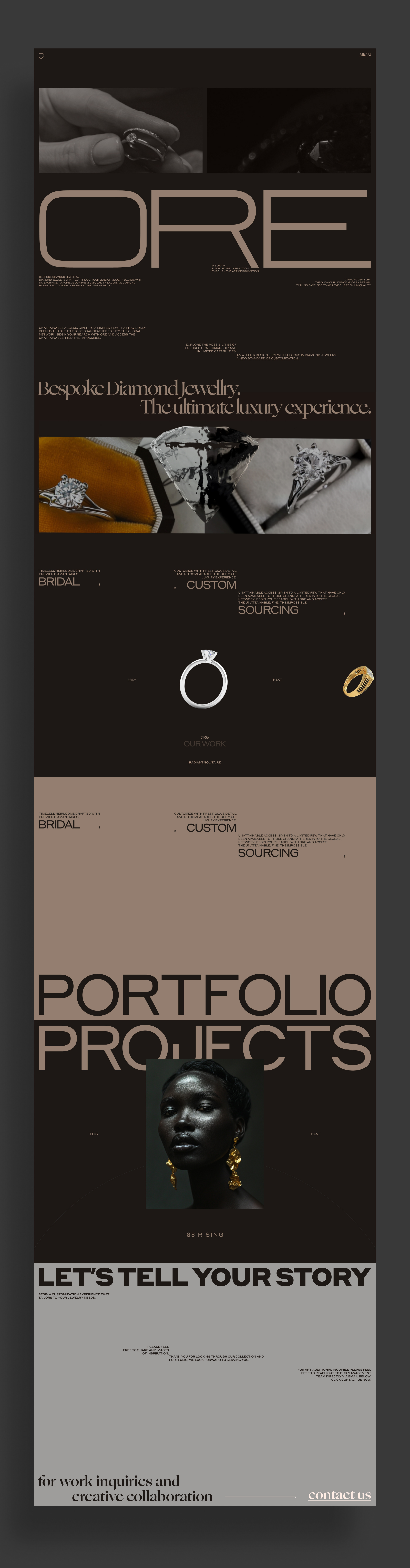 Jewellery brand web design_Concept 3d aesthetic animation blockchain branding crypto jewellery luxury minimal modern portfolio saas sleek spline ui ux web3 webdesign wedding