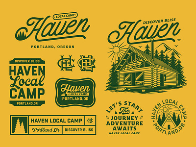 Haven Local Camp Design Kit badge badge design brand design brand identity branding camping graphic design illustration logo logo design logotype vector visual identity