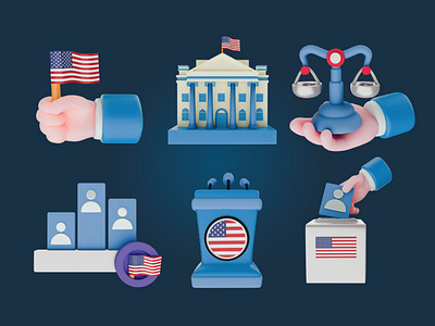 US Election 3d Icons Pack 3d biden branding design icon political icons presidential icon trump ui us election ux