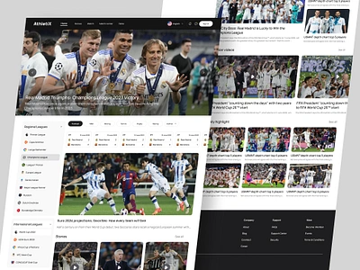 AthletiX - Sport News UI Kit ball basketball football landing page live score match news newsletter prediction score soccer sport sports web design