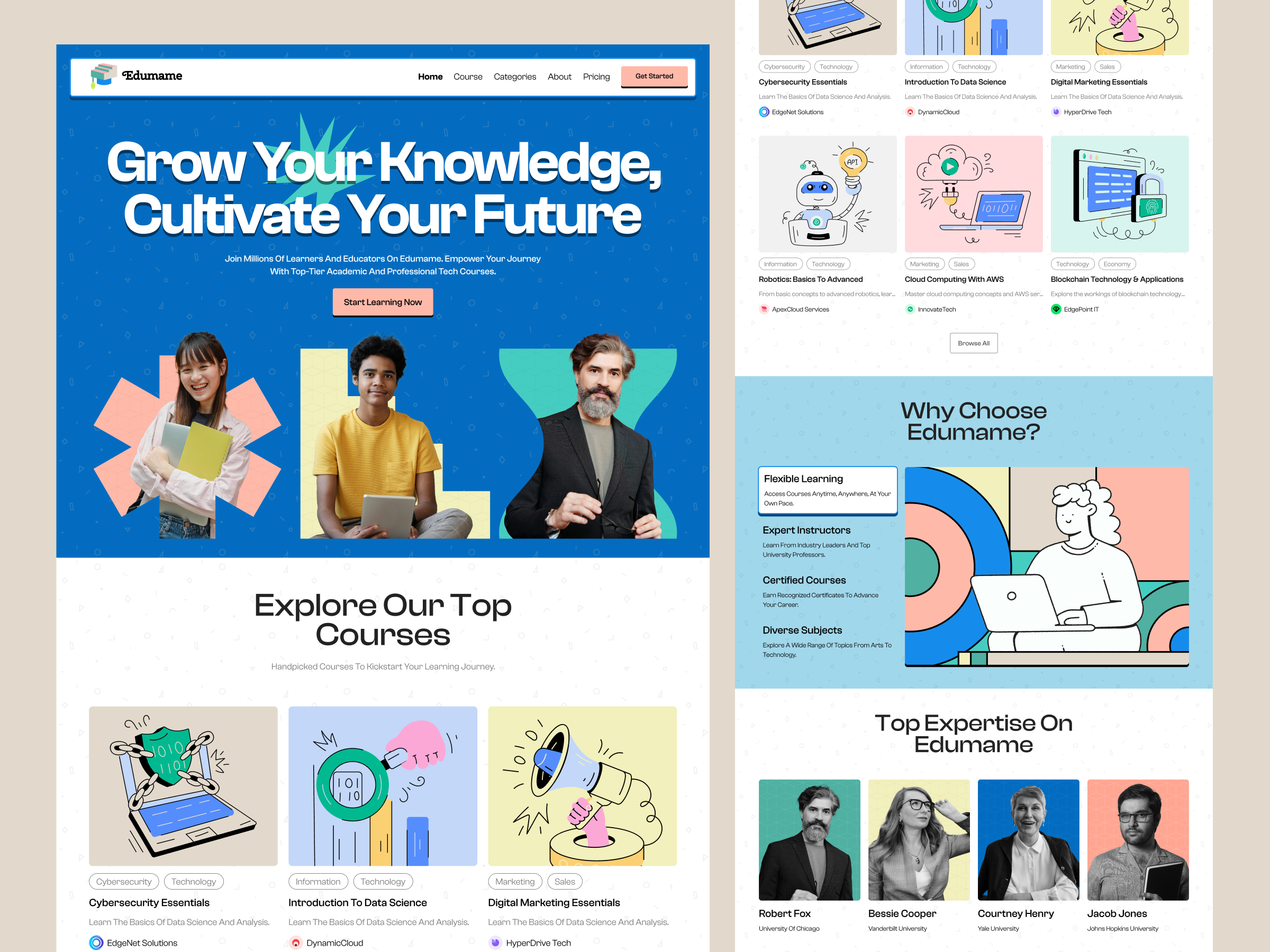 Edumame Online Course Platform site by Zhofran Ardyan for Hatypo