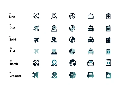 Travel Icons (6 Styles) - 'Sharp' by Streamline branding design duotone flat gradient icons illustrator line remix sharp solid streamline vector web