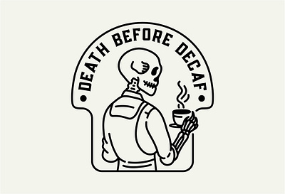 Death Before Decaf apparel barista beverage caffeine cappuccino coffee coffee lover creepy dead death drink espresso ghost grim reaper halloween horror skeleton skull t shirt design trick or treat