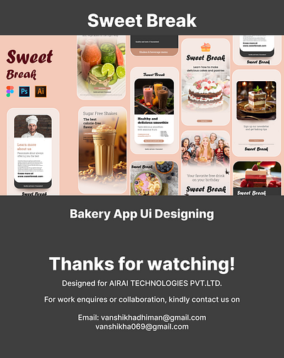 Bakery/Sweets shop Ui designing app design app ui bakery designing figma food food app graphic design minimal modern sleek sweet sweet break sweets sweets mobile app ui sweets shop ui design ui ui design uiux