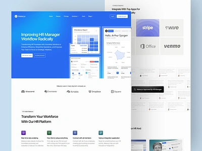 Makaryo - HR Management Landing Page design hr website hris human capital human resource human resource website landing page management website perfomance management saas saas web design saas website ui ui design uiux web website