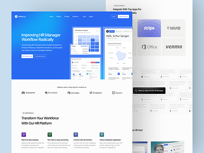 Makaryo - HR Management Landing Page design hr website hris human capital human resource human resource website landing page management website perfomance management saas saas web design saas website ui ui design uiux web website