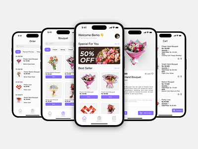Bouquet Gift App bouquet branding business e commerce online store ui uiux ux