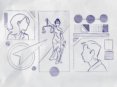 Just Atonement Web Illustrations black court illustration law order pencil people red sketch website world