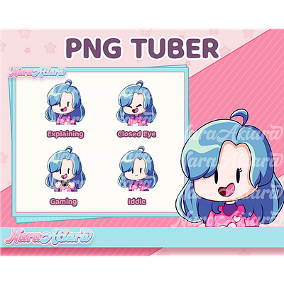 Adorable Chibi Blue-Haired PNG Tubers creativedesigns