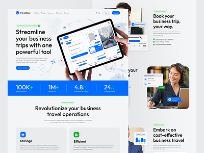 Travelease- Travel Landing Page b2b booking crm dashboard homepage hotel booking landing page saas saas landing page saas product saas website sas travel agency travel app ui ux web web design web3 website