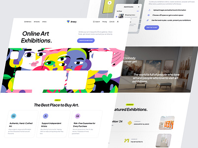 Artary - Digital Art Gallery Landing Page art art gallery art work artist brand identity branding clean creativity design exhibition expo gallery landing page landing page design minimalist museum ui ux web design website