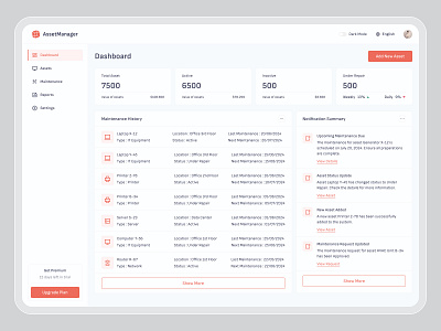 Asset Management System assetmanagement assetmanager creativedesign dashboarddesign designexploration designinspiration desktopapp digitalproduct interfacedesign maintenancepage moderndesign productdesign professionaldesign uidesign uiuxdesign userexperience userinterface uxdesign