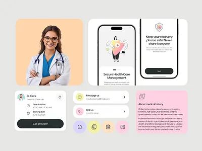 Medivolve UI Components cards clean components design system graphics healthcare icons medical medical app minimal mobile app modern ui cards ui components