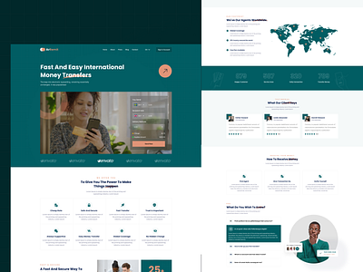 International Money Transfer Website agency clean design download figma free template ui web web template