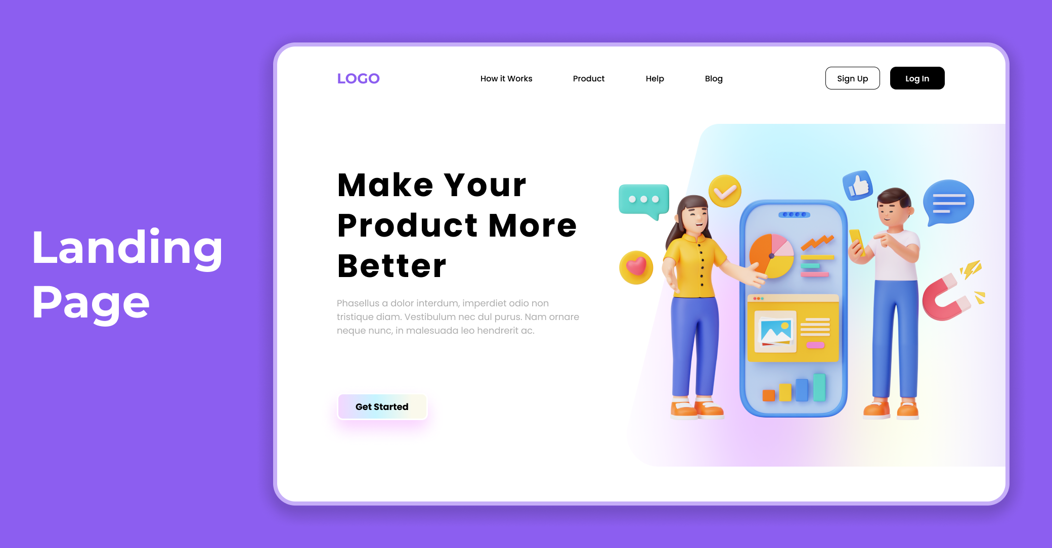 Landing page for Desktop graphic design illustration ui