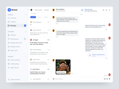 Bestud. - Online Course Message page chat contact crm dashboard design dribbble education freelance freelancer lecture message online course saas simple student teacher ui uiux web app website
