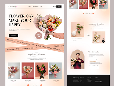 Flower shop website design app design designer e commerce website ecommerce flower flower app flower design flower shop flower store home page landing landing page mobile app online ordering product design shop ui ux web web design