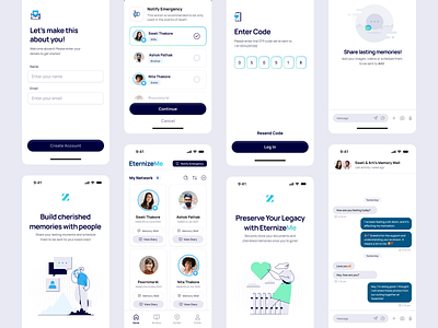 Share memories with close ones - App concept app bottomsheet chat clean design empty state forms gradient illustration list logo minimal mobile ui