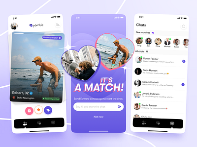 Pamble - Dating Mobile App Design android dating app ios mobile app design mobile design modern ui ui uxui