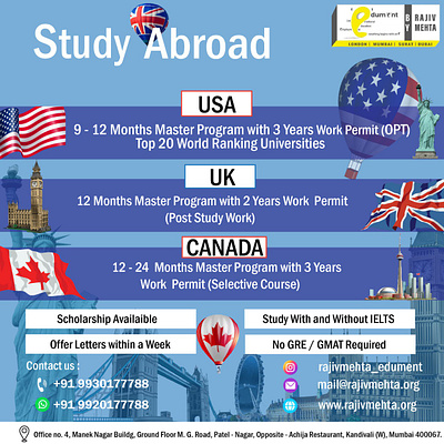 Study Abroad Social Post 3d animation branding graphic design logo motion graphics socialpost studyabroad studyabroadpost ui