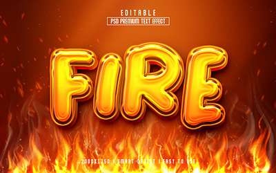 Fire'' 3D Editable PSD Text Effect Style editable text effect fire fire 3d text headline psd action psd text text effect yellow text effect