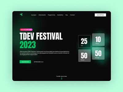 Tech Event landing page ui design branding event graphic design hero section landing ui