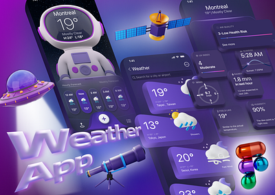 Weather App UI Design app dark mode figma mobile ui uiux ux weather