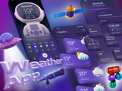Weather App app dark mode figma mobile ui uiux ux weather
