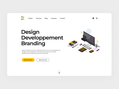 Tech agency landing page ui design 3d branding graphic design ui