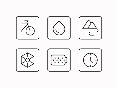 VanMoof Labs Iconography bicycle bike bike icon branding clock icon cycling ebike icon icon designer icon designs icon development icon set iconography icons mountain testing utilitarian utility vanmoof vector