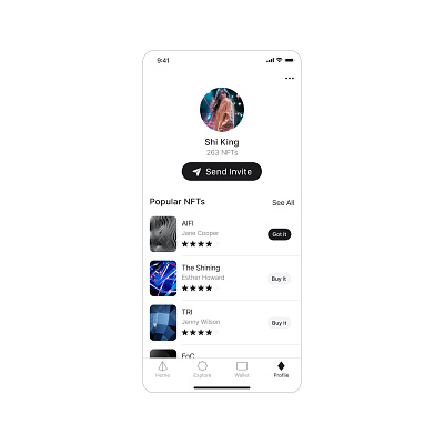 User Profile app app design design interface nft profile ui user profile ux
