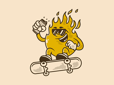 keep burning! retro mascot