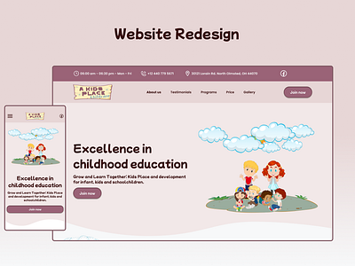 Redesign of A Kids Place website adaptation daycare kids ui web design