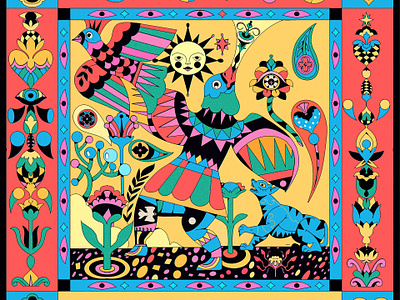 Sahman bird animal art artwork bird child cubisme design drawing edition fashion geometric graphic design illustration mexico pattern print procreate scarf towel yoaz