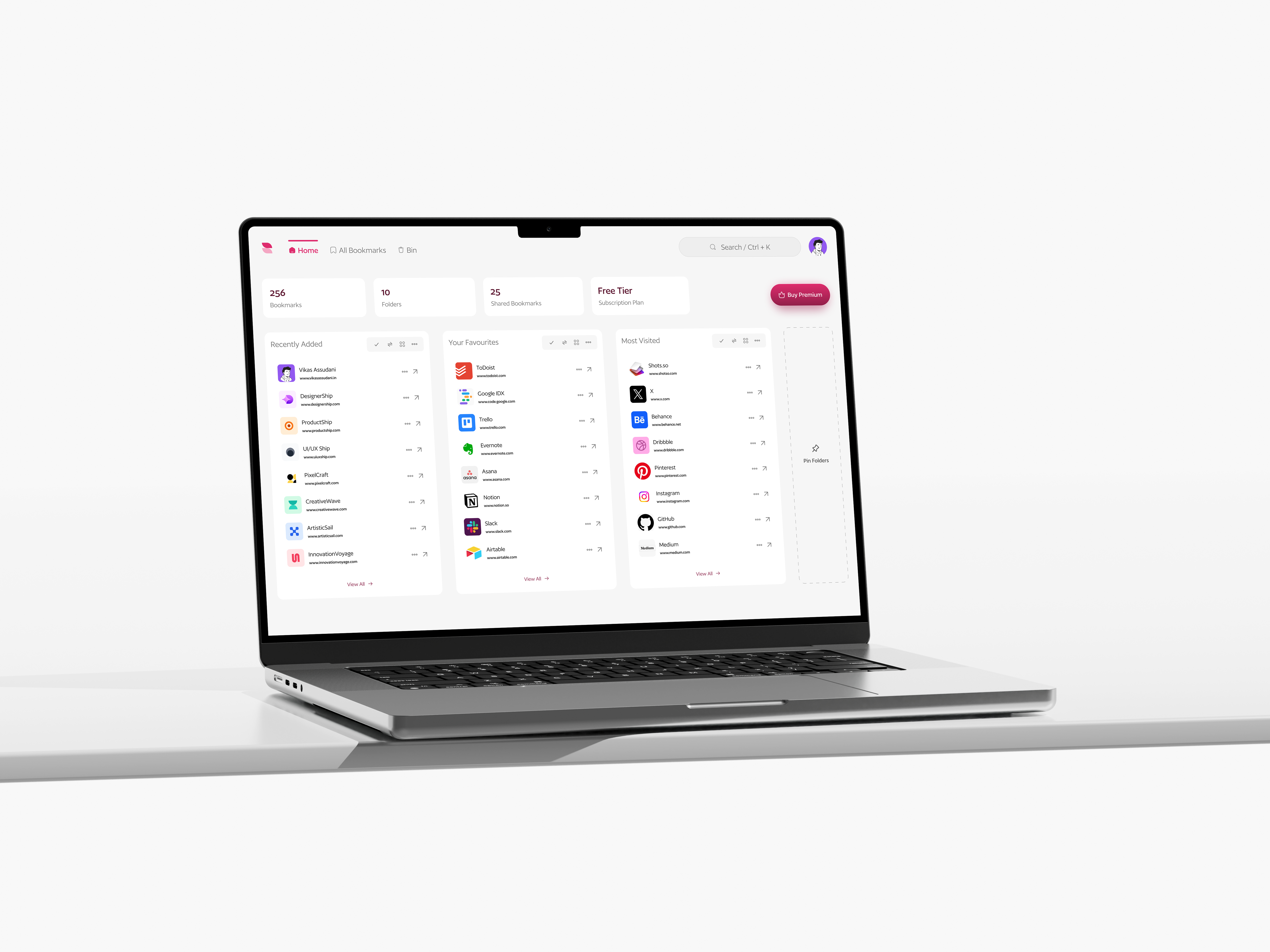 Web Bookmark Manager Sleek & Modern | High Fidelity UI Mockup book mark manager bookmark card ui design clean ui dashboard design design high fiedlity mockup illustration interface design modern ui product design sleek ui ui design ui ux design ux design web app design web app ui web dashboard web design web ui