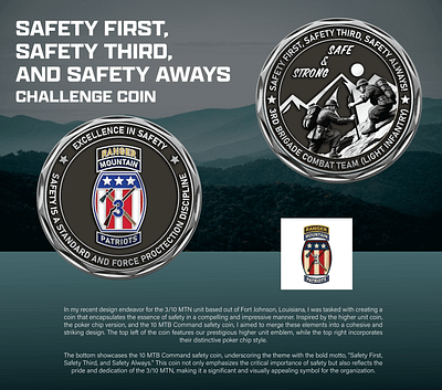 SAFETY FIRST, SAFETY THIRD, AND SAFETY ALWAYS CHALLENGE COIN 3d animation branding coin comemorative crypto design graphic design illustration logo ui