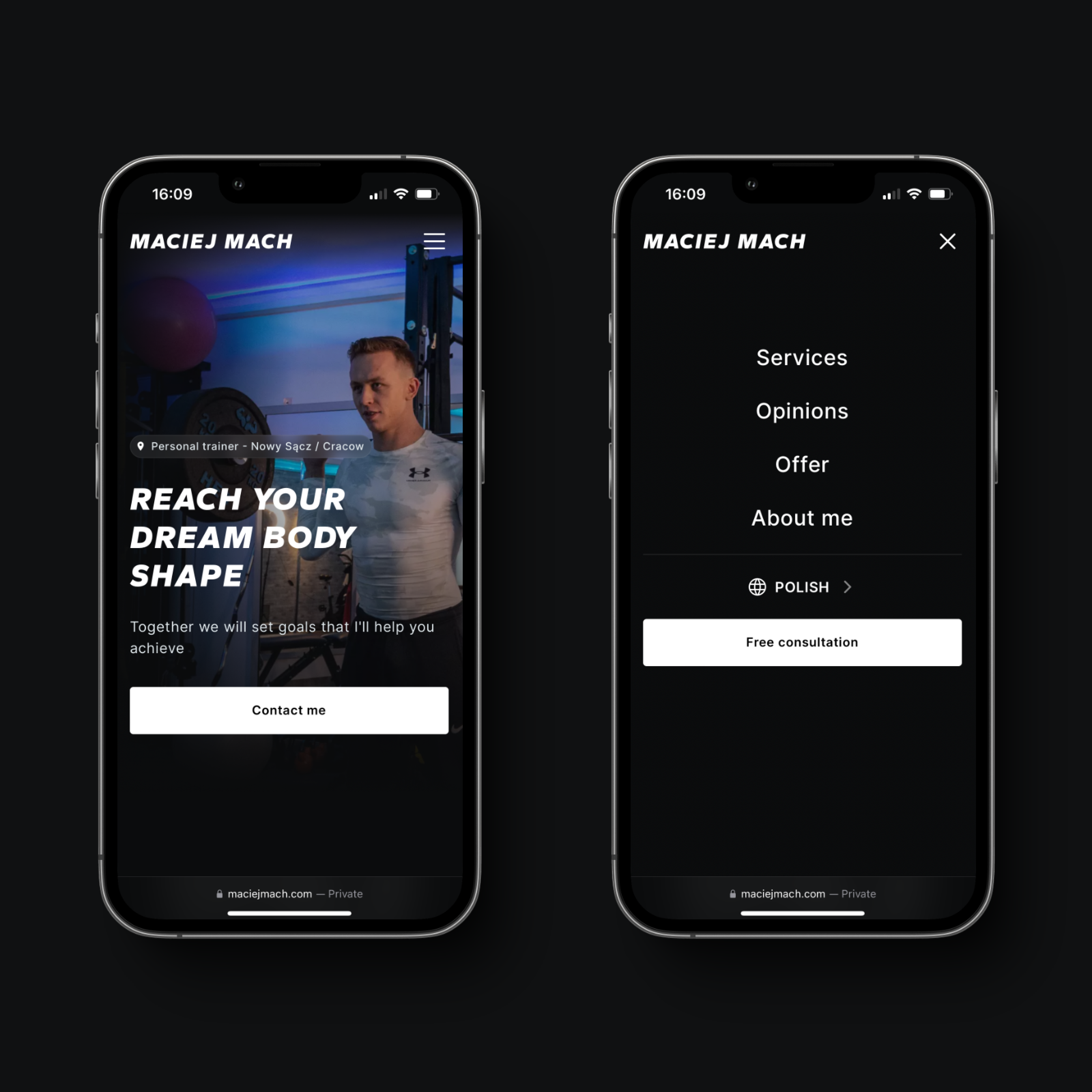Personal Trainer Website - Mobile Views cta design fitness hero landing page menu mobile mockup navigation personal personal trainer process pt ui ui design ux ux design web web design website