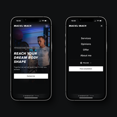 Personal Trainer Website - Mobile Views cta design fitness hero landing page menu mobile mockup navigation personal personal trainer process pt ui ui design ux ux design web web design website