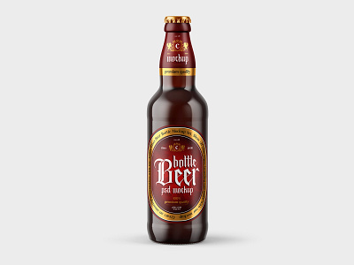 Amber Glass Beer Bottle alcohol amber beer beer bottle beverage bottle cold craft drink glass label lager mockup mockups pack package soda